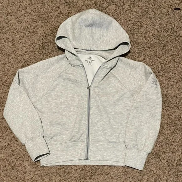 Abercrombie Kids YPB Neoknit Active Kids Zip-Up Hoodie, Heather Gray, Size 11/12 - Picture 4 of 7